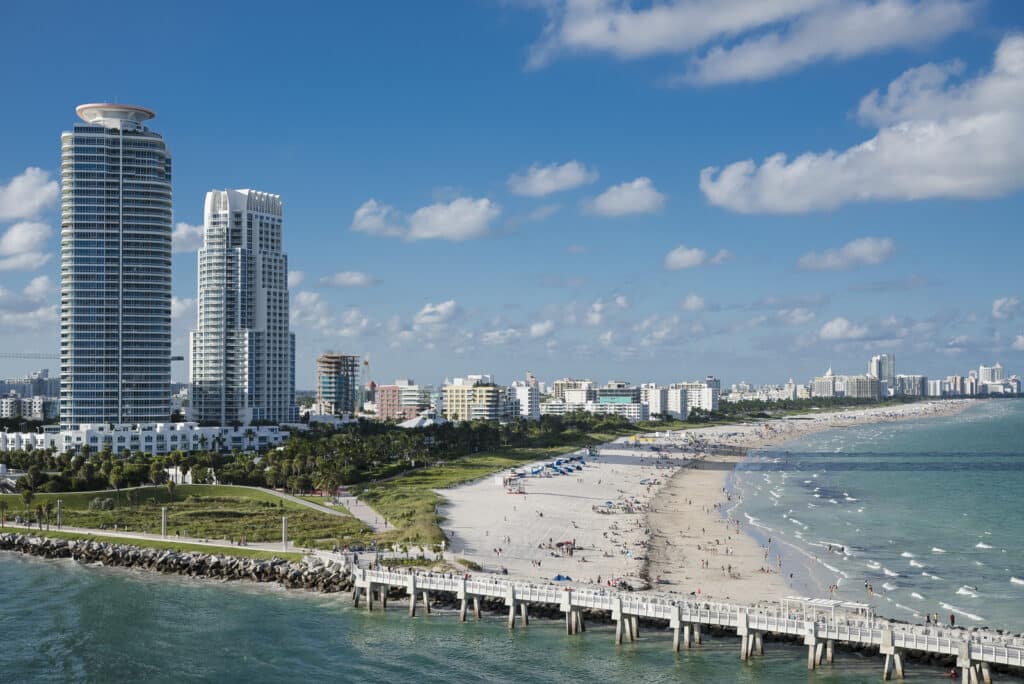 Miami beach neighborhood aerial view